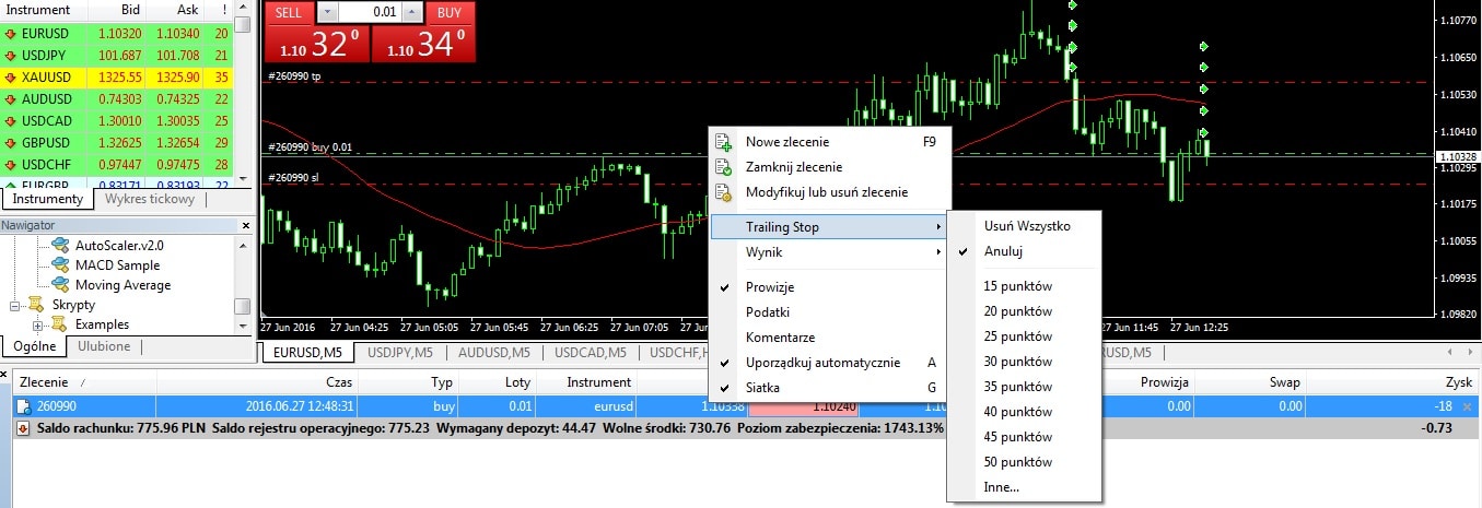 trailing stop forex
