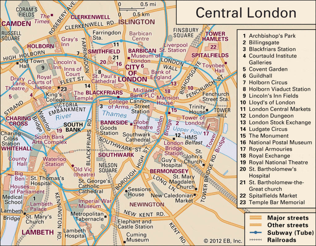 Londyńskie City - City of London mapa