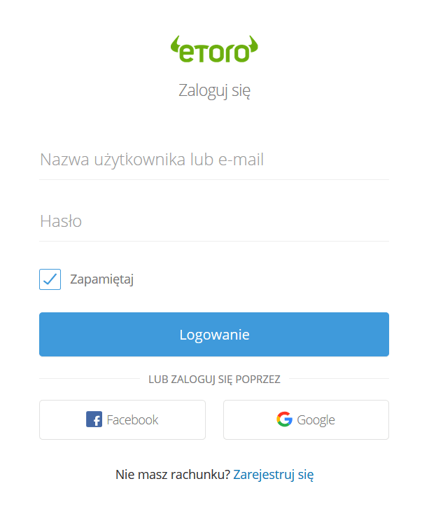 eToro formularz rejestracji