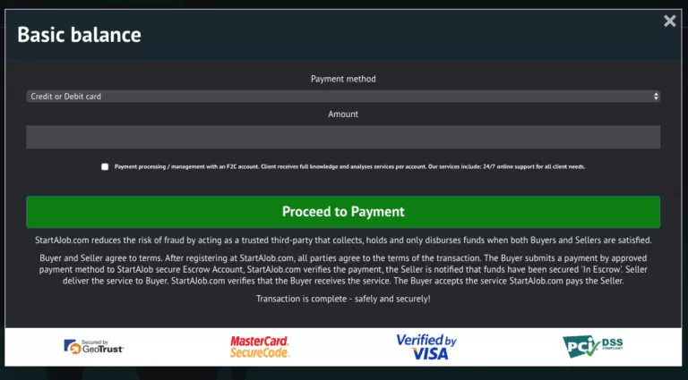 Bitcoin Code podgląd ekranu wpłaty depozytu