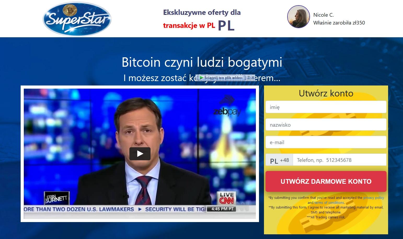 Bitcoin Superstar strona główna aplikacji