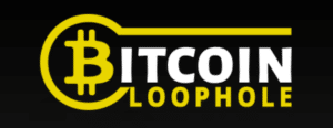 zółty napis biała nazwa bitcoin loophole ciemne tło