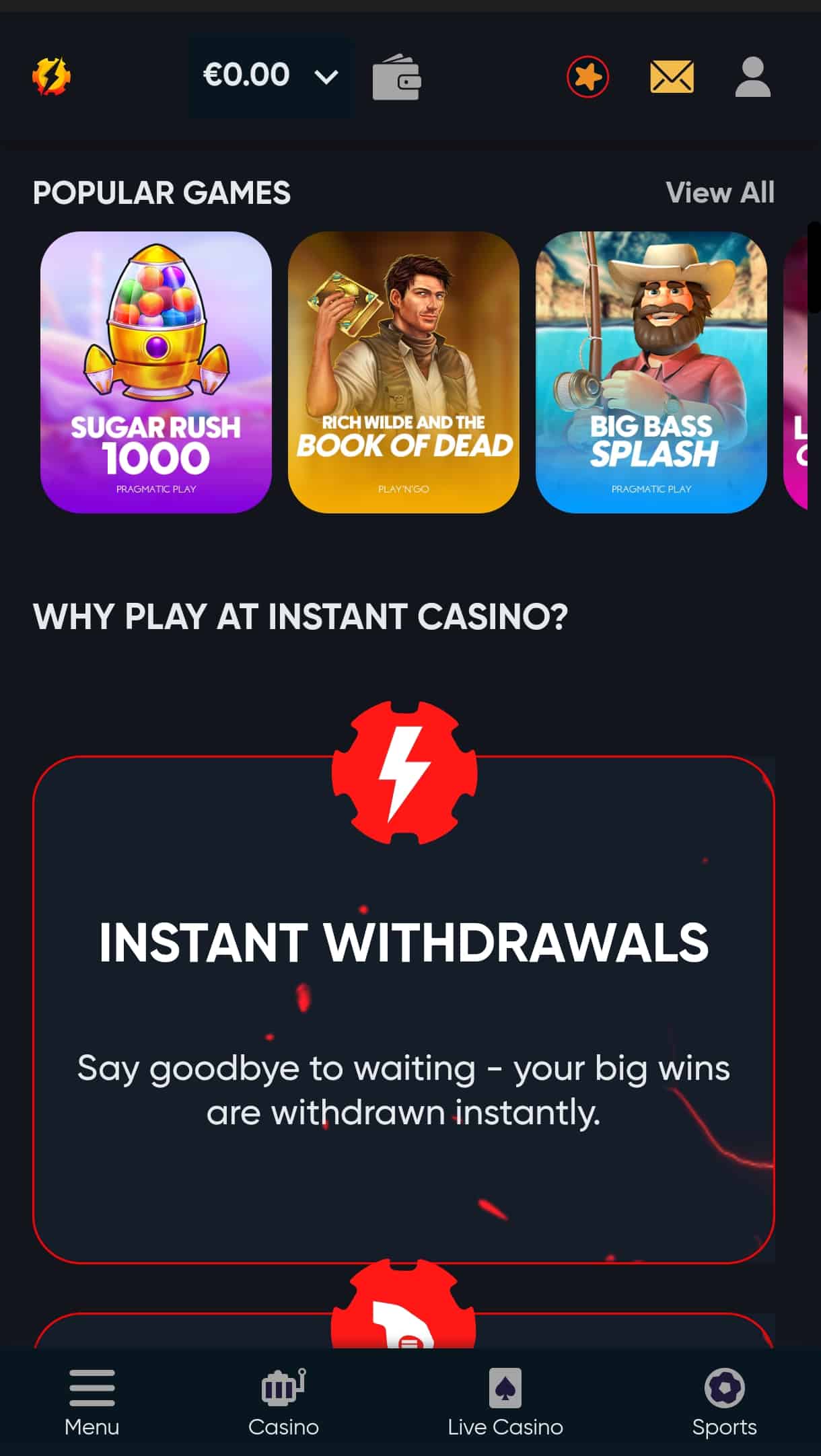 Kasyno z natychmiastowymi wypłatami Instant Casino