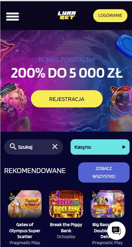 Grafika przedstawiająca home page Lyrabet